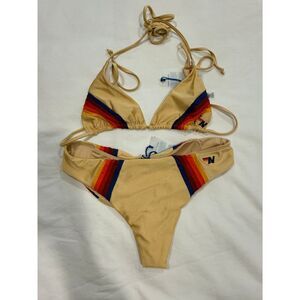 Aviator Nation Metallic Gold Bikini Set Size M
